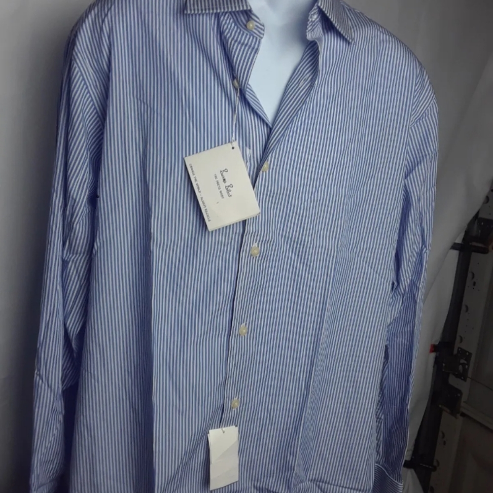 Burma & Bibas Classic blue Cotton Long Sleeve Button Shirt 16 1/2  34/35 NWT C8
